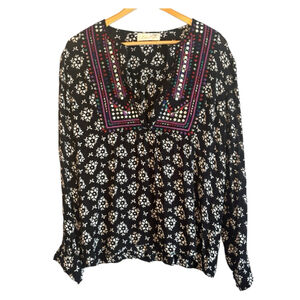Anthropologie Love Sam Plunge Neck Bohemian Style Blouse Women’s Size Medium